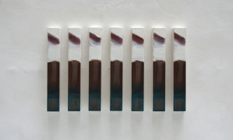 REF 1091. IDENTICAL PAINTINGS 2011. Sequence of 7 units. 48 x 7 x 5 cm unit. Mixed media on canvas on wood.